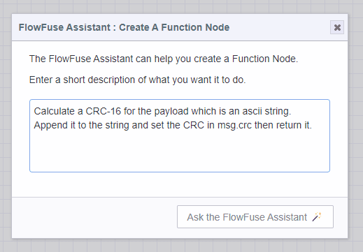 FlowFuse Expert Input Dialog